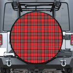 Red And White Tartan Pattern Print Leather Spare Tire Cover