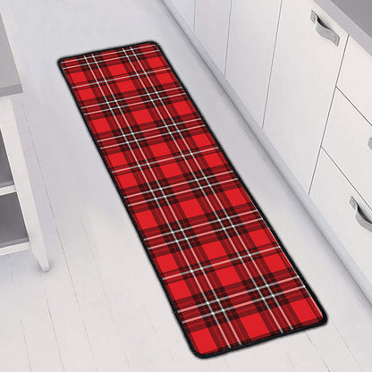 Red And White Tartan Pattern Print Long Kitchen Mat