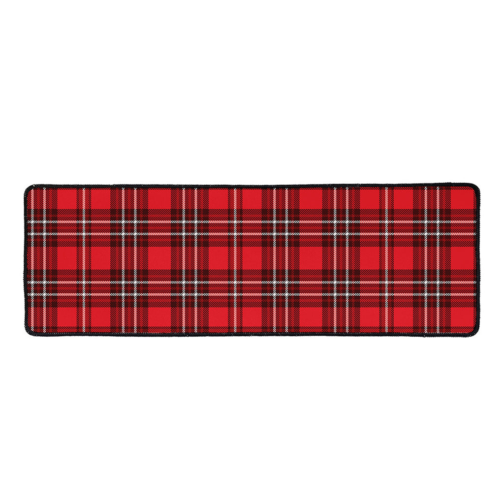 Red And White Tartan Pattern Print Long Kitchen Mat
