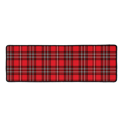 Red And White Tartan Pattern Print Long Kitchen Mat