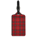 Red And White Tartan Pattern Print Luggage Tag