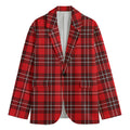 Red And White Tartan Pattern Print Men's Blazer