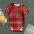 Red And White Tartan Pattern Print Men's Bodysuit