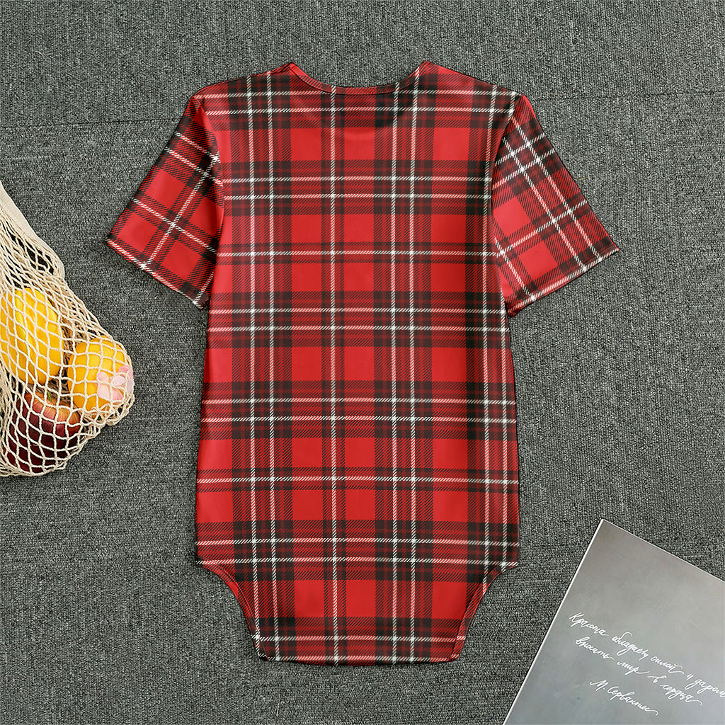 Red And White Tartan Pattern Print Men's Bodysuit