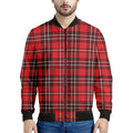 Red And White Tartan Pattern Print Men's Bomber Jacket
