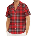 Red And White Tartan Pattern Print Men's Deep V-Neck Shirt