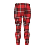 Red And White Tartan Pattern Print Men's leggings