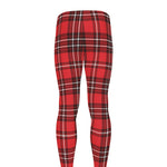 Red And White Tartan Pattern Print Men's leggings