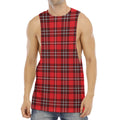 Red And White Tartan Pattern Print Men's Muscle Tank Top