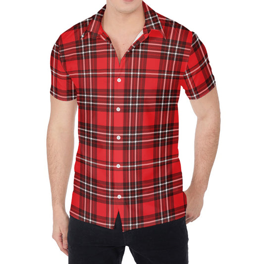 Red And White Tartan Pattern Print Men's Shirt