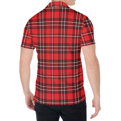 Red And White Tartan Pattern Print Men's Shirt