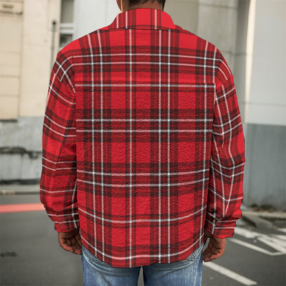Red And White Tartan Pattern Print Men's Shirt Jacket