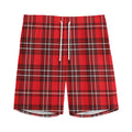 Red And White Tartan Pattern Print Men's Athletic Shorts