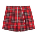 Red And White Tartan Pattern Print Mesh Shorts