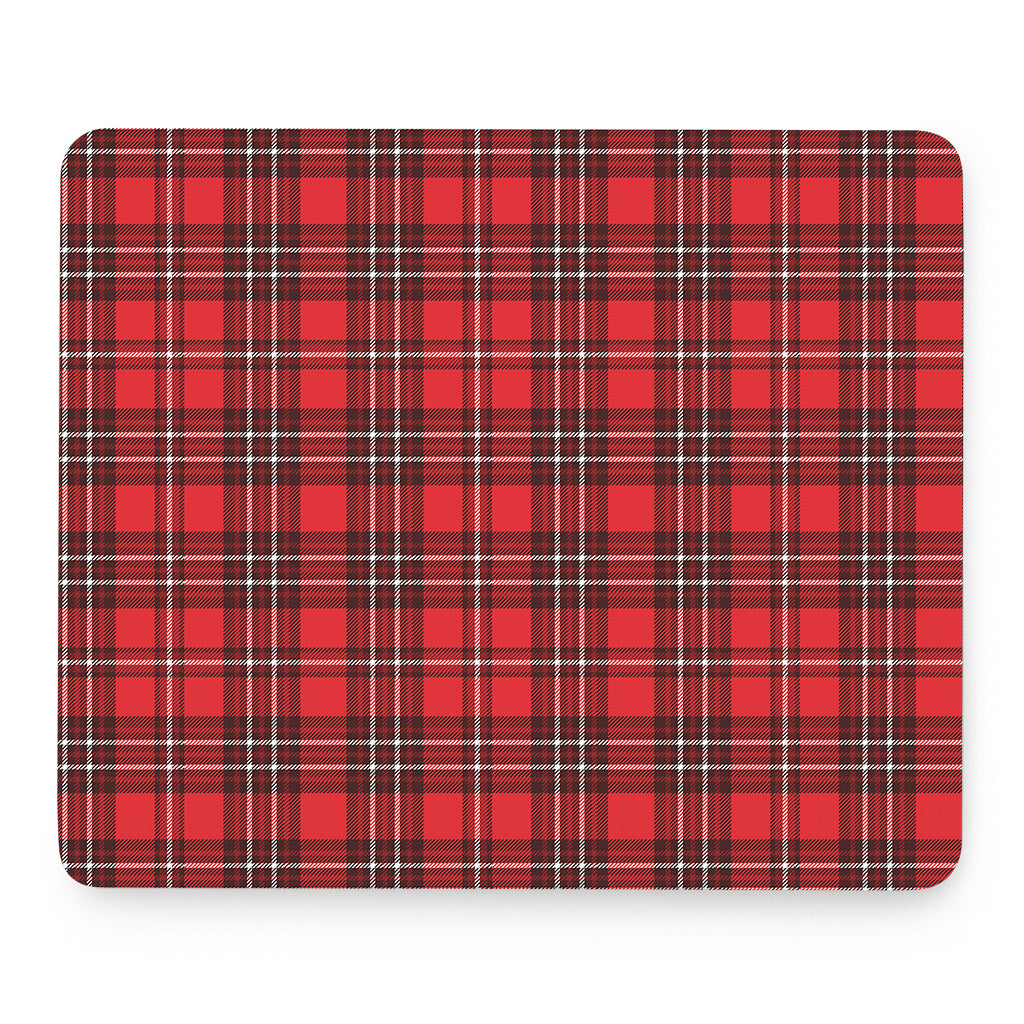 Red And White Tartan Pattern Print Mouse Pad