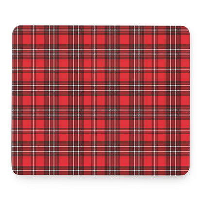 Red And White Tartan Pattern Print Mouse Pad