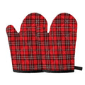 Red And White Tartan Pattern Print Oven Mitts