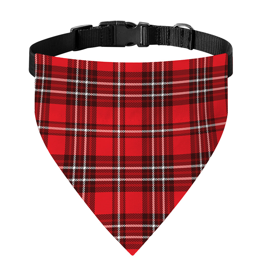 Red And White Tartan Pattern Print Over The Collar Dog Bandana