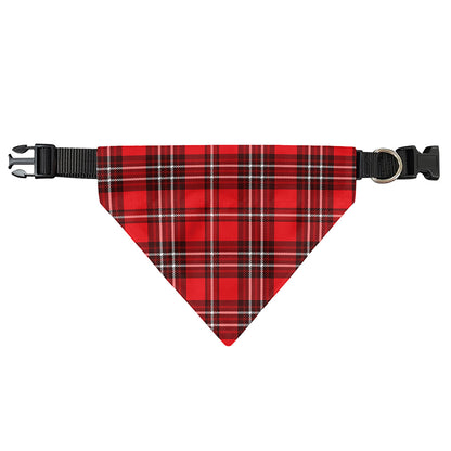 Red And White Tartan Pattern Print Over The Collar Dog Bandana