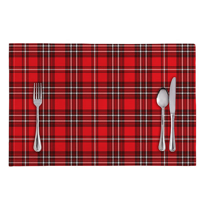 Red And White Tartan Pattern Print Placemat