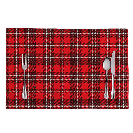 Red And White Tartan Pattern Print Placemat