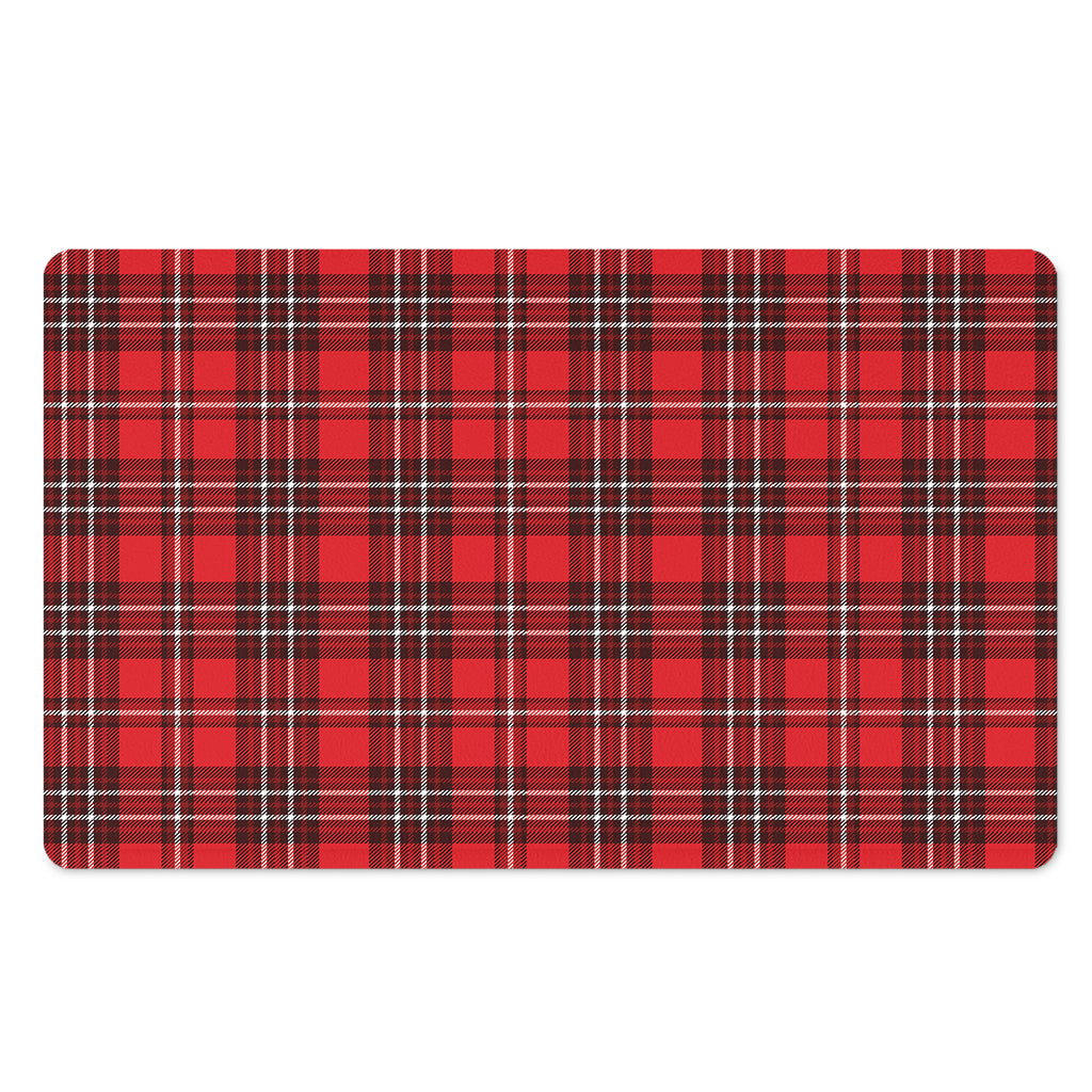Red And White Tartan Pattern Print Polyester Doormat