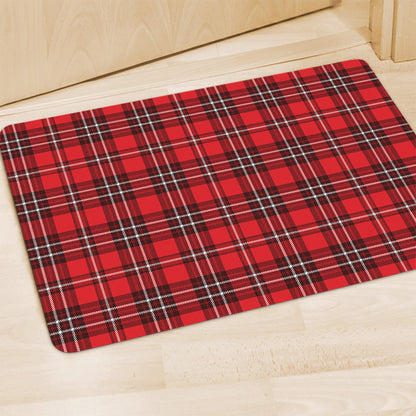 Red And White Tartan Pattern Print Polyester Doormat