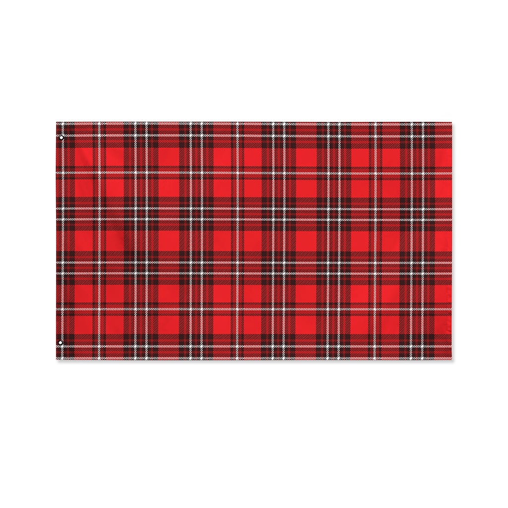 Red And White Tartan Pattern Print Polyester Flag