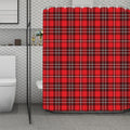 Red And White Tartan Pattern Print Polyester Shower Curtain