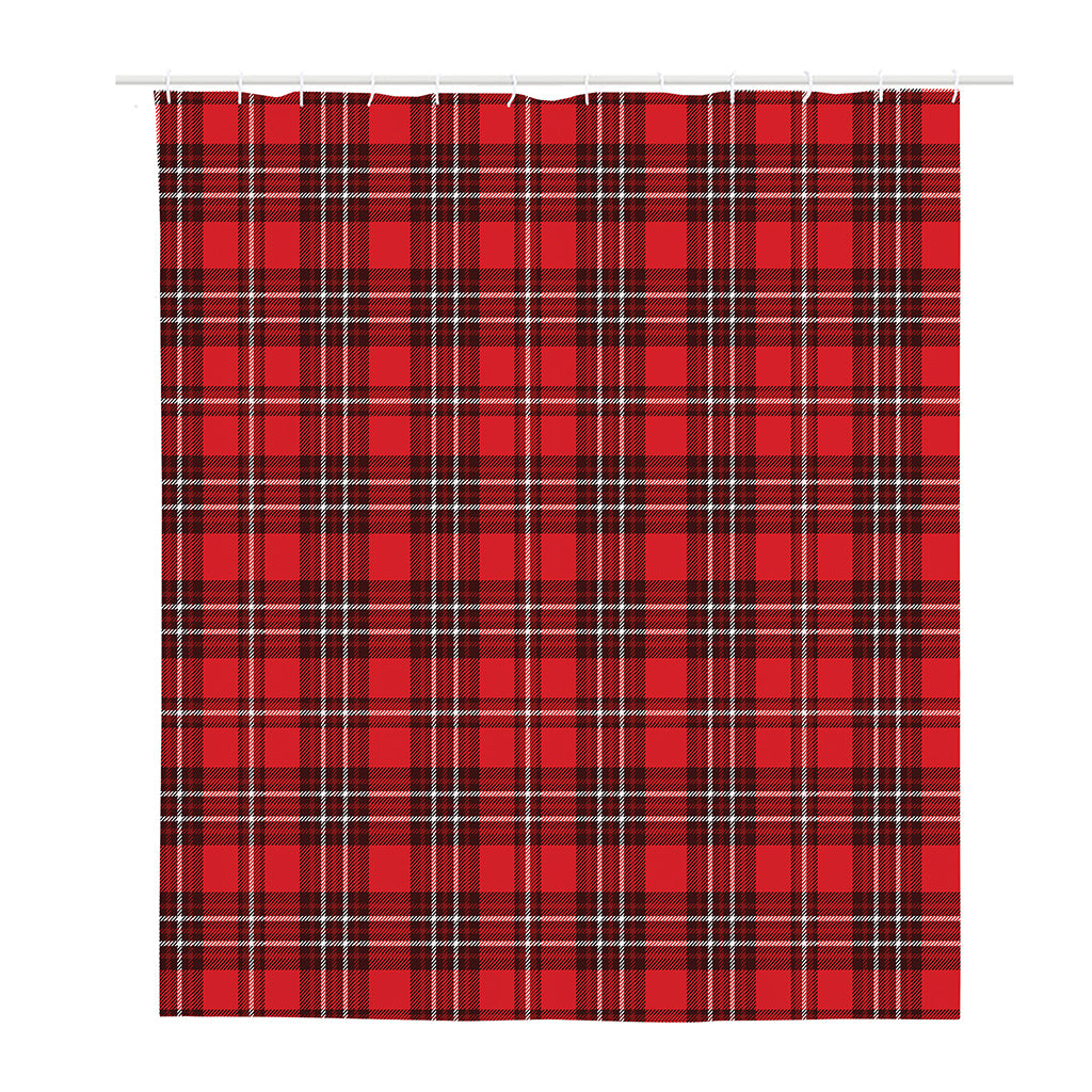 Red And White Tartan Pattern Print Polyester Shower Curtain