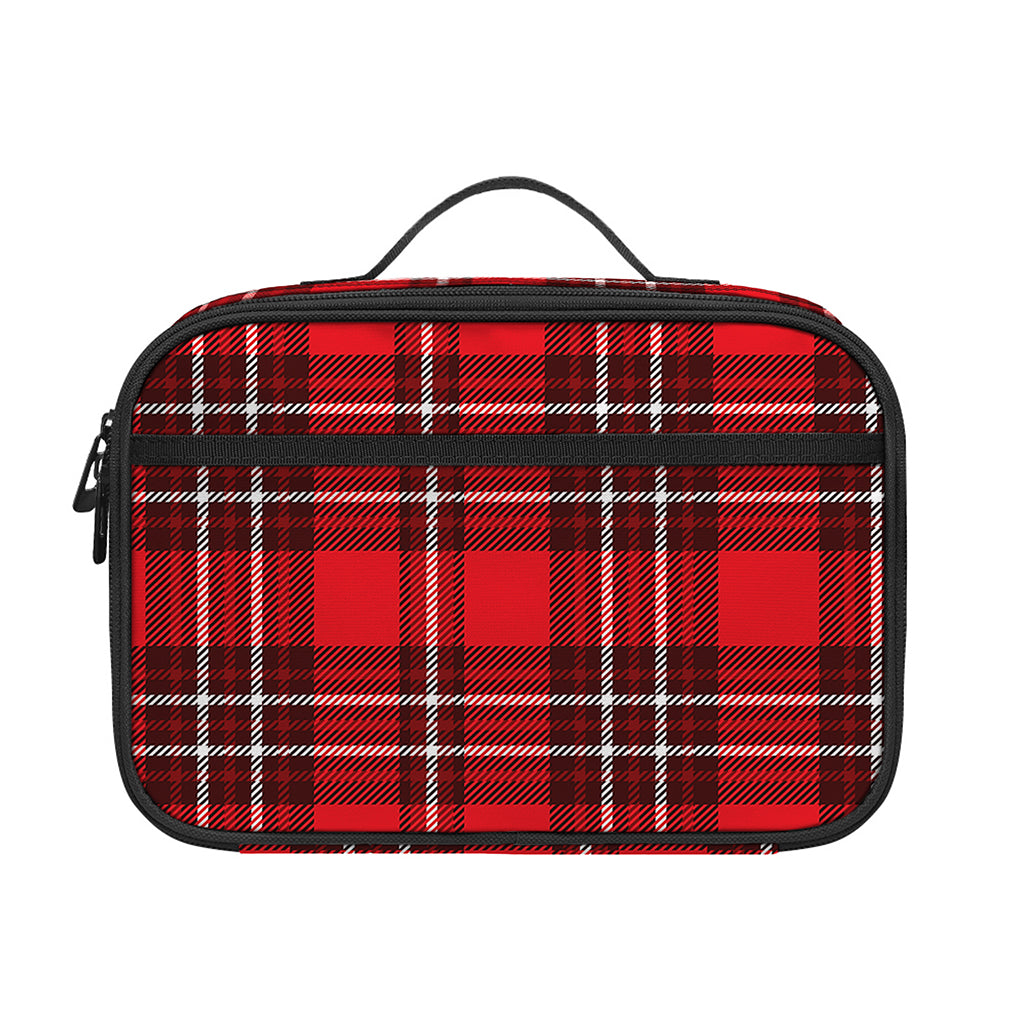 Red And White Tartan Pattern Print Portable Lunch Bag