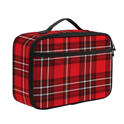 Red And White Tartan Pattern Print Portable Lunch Bag