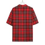 Red And White Tartan Pattern Print Rayon Hawaiian Shirt