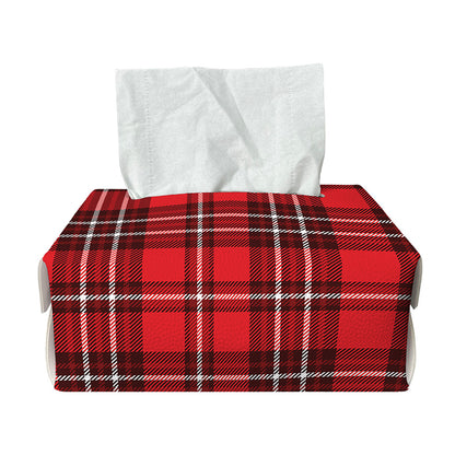 Red And White Tartan Pattern Print Rectangle Tissue Box Cover