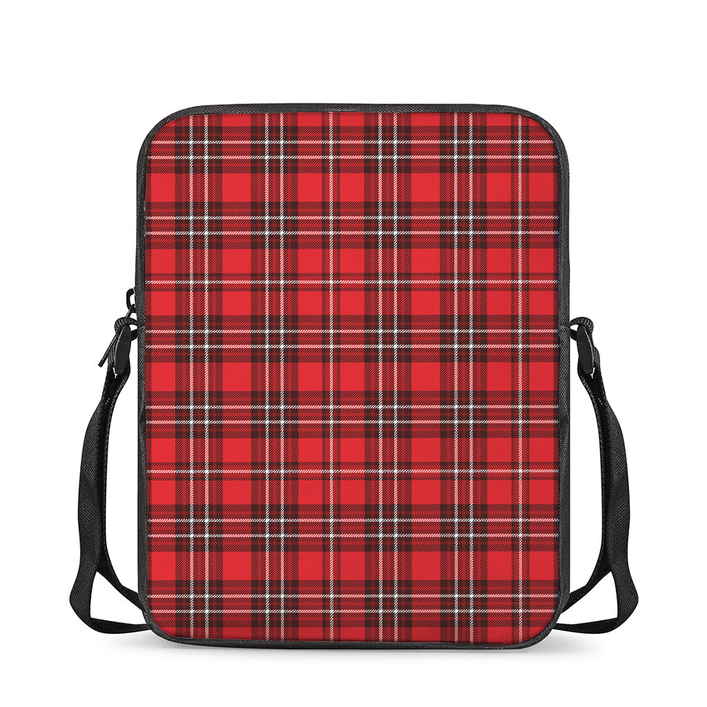 Red And White Tartan Pattern Print Rectangular Crossbody Bag