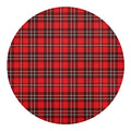 Red And White Tartan Pattern Print Round Blanket