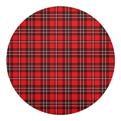 Red And White Tartan Pattern Print Round Blanket