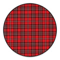Red And White Tartan Pattern Print Round Floor Mat