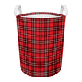 Red And White Tartan Pattern Print Round Laundry Basket