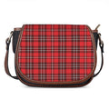 Red And White Tartan Pattern Print Saddle Bag
