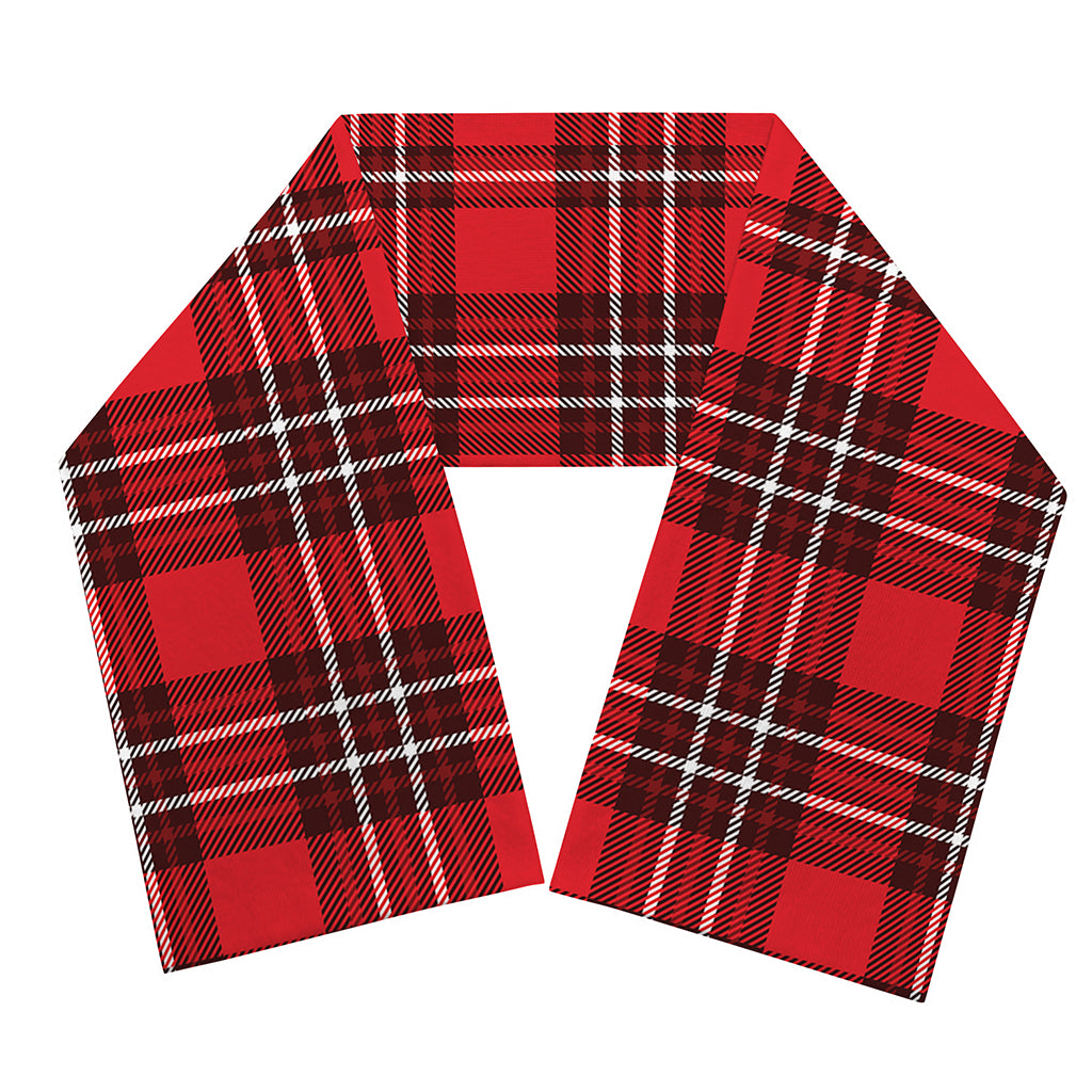 Red And White Tartan Pattern Print Scarf