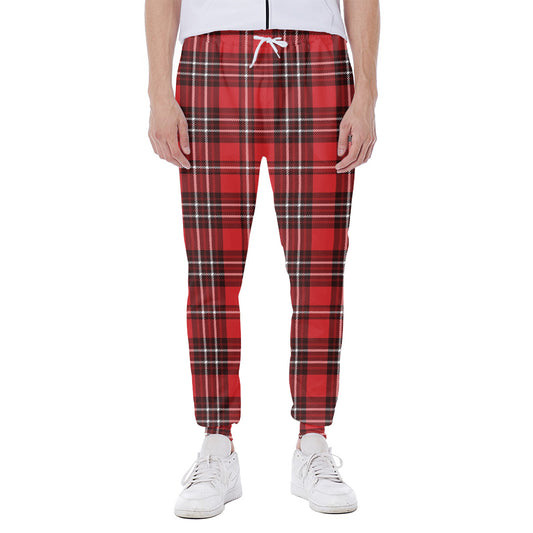Red And White Tartan Pattern Print Scuba Joggers