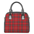 Red And White Tartan Pattern Print Shoulder Handbag