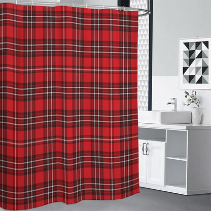 Red And White Tartan Pattern Print Shower Curtain