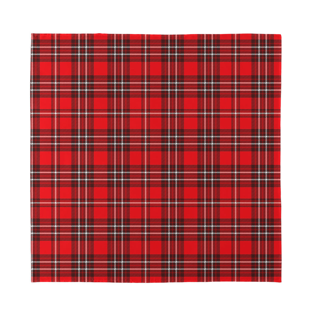 Red And White Tartan Pattern Print Silk Bandana