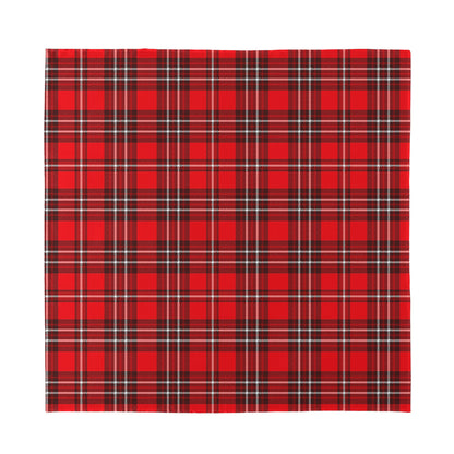 Red And White Tartan Pattern Print Silk Bandana