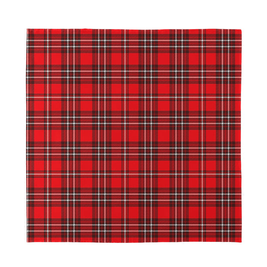 Red And White Tartan Pattern Print Silk Bandana