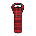 Red And White Tartan Pattern Print Single Neoprene Wine Tote