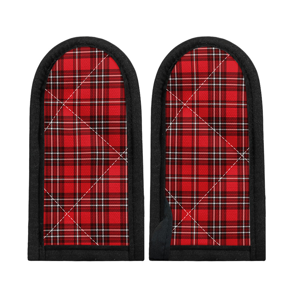 Red And White Tartan Pattern Print Skillet Handle Cover