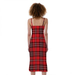 Red And White Tartan Pattern Print Slim Fit Midi Cami Dress